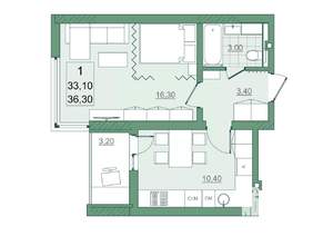 1-к квартира, вторичка, 33м2, 22/22 этаж