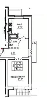 1-к квартира, вторичка, 41м2, 5/10 этаж