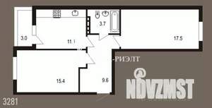 2-к квартира, сданный дом, 60м2, 4/10 этаж