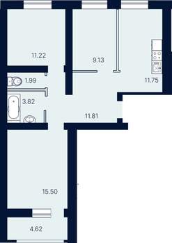 3-к квартира, строящийся дом, 70м2, 7/10 этаж