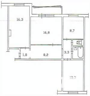 3-к квартира, вторичка, 59м2, 2/9 этаж