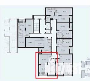 2-к квартира, вторичка, 56м2, 16/19 этаж