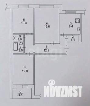 3-к квартира, вторичка, 65м2, 8/10 этаж
