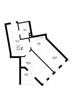 2-к квартира, вторичка, 65м2, 9/10 этаж