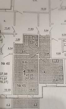 1-к квартира, вторичка, 47м2, 2/10 этаж