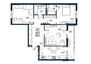 3-к квартира, вторичка, 89м2, 6/10 этаж
