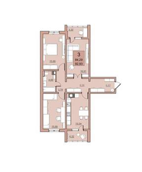 3-к квартира, вторичка, 84м2, 5/22 этаж
