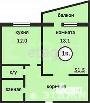 1-к квартира, вторичка, 34м2, 8/10 этаж