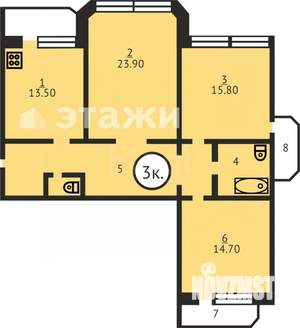 3-к квартира, вторичка, 80м2, 10/10 этаж