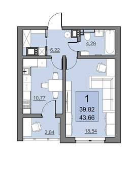 1-к квартира, вторичка, 40м2, 9/19 этаж