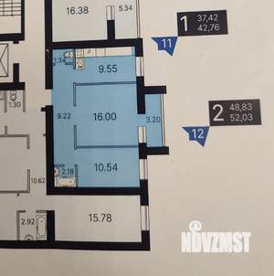 2-к квартира, сданный дом, 52м2, 7/8 этаж