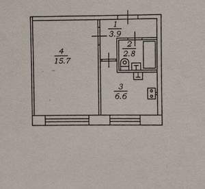 1-к квартира, вторичка, 29м2, 1/5 этаж