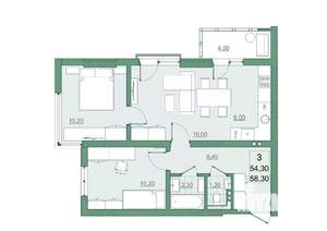 3-к квартира, вторичка, 54м2, 6/22 этаж