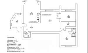 3-к квартира, вторичка, 128м2, 9/9 этаж