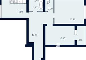 2-к квартира, вторичка, 69м2, 1/4 этаж