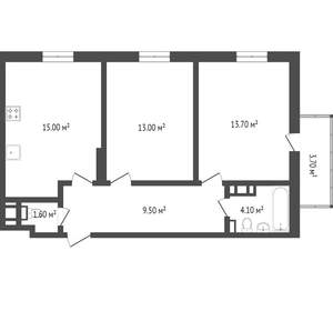 2-к квартира, вторичка, 42м2, 4/5 этаж