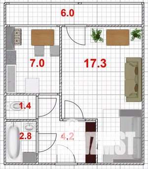 1-к квартира, вторичка, 33м2, 9/9 этаж
