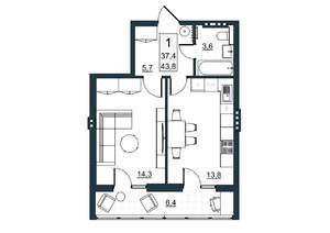 1-к квартира, вторичка, 44м2, 4/10 этаж