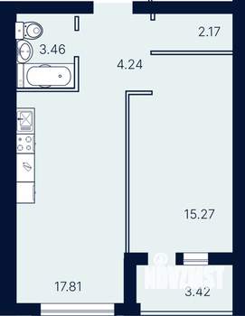 1-к квартира, вторичка, 46м2, 6/10 этаж