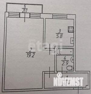 1-к квартира, вторичка, 32м2, 5/5 этаж