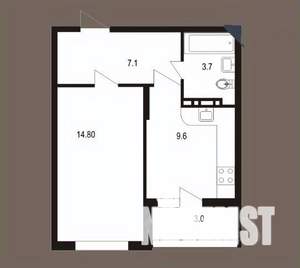 1-к квартира, сданный дом, 38м2, 8/10 этаж