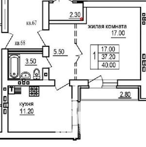 1-к квартира, вторичка, 40м2, 10/10 этаж