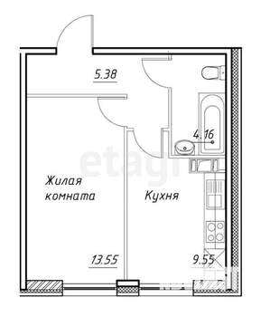 1-к квартира, вторичка, 30м2, 7/9 этаж
