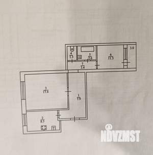 2-к квартира, вторичка, 53м2, 1/9 этаж