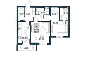 2-к квартира, вторичка, 62м2, 8/10 этаж