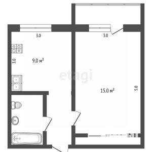 1-к квартира, вторичка, 33м2, 4/9 этаж
