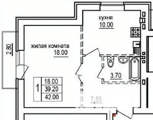 1-к квартира, вторичка, 42м2, 8/10 этаж