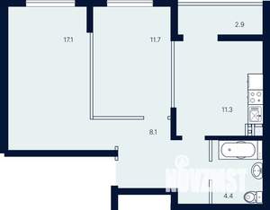 2-к квартира, вторичка, 56м2, 1/4 этаж