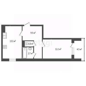 1-к квартира, вторичка, 39м2, 1/10 этаж