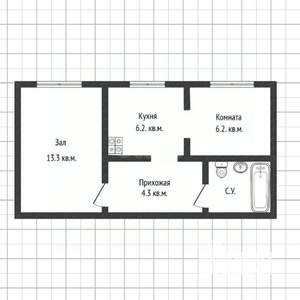 2-к квартира, вторичка, 32м2, 3/5 этаж