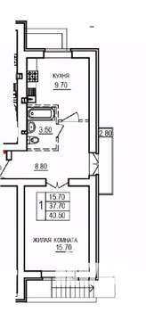 1-к квартира, вторичка, 41м2, 7/10 этаж
