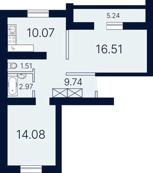 2-к квартира, строящийся дом, 60м2, 10/10 этаж