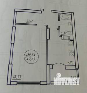 1-к квартира, вторичка, 43м2, 12/25 этаж