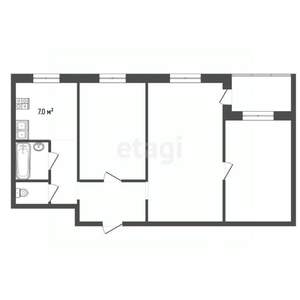 3-к квартира, вторичка, 57м2, 6/9 этаж