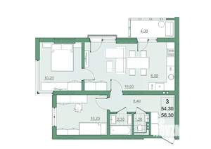 3-к квартира, вторичка, 54м2, 17/22 этаж