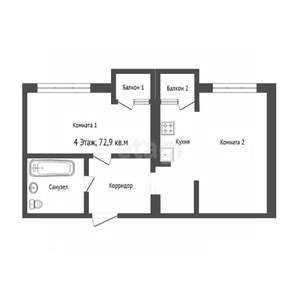 2-к квартира, вторичка, 73м2, 4/10 этаж