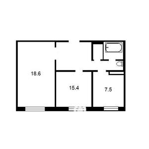2-к квартира, вторичка, 43м2, 2/5 этаж