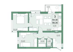 3-к квартира, вторичка, 54м2, 6/22 этаж