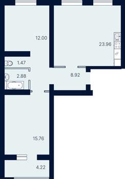 2-к квартира, строящийся дом, 69м2, 3/4 этаж