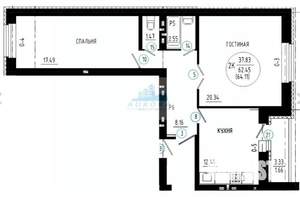2-к квартира, вторичка, 66м2, 9/11 этаж