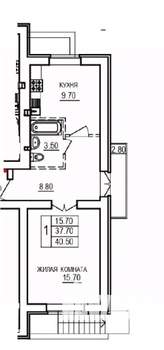 1-к квартира, вторичка, 41м2, 10/10 этаж