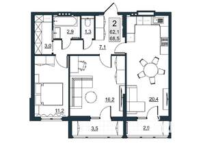 2-к квартира, вторичка, 69м2, 4/10 этаж