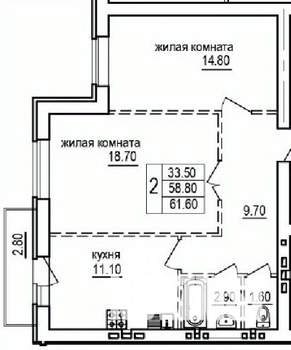 2-к квартира, строящийся дом, 62м2, 3/10 этаж