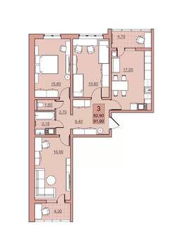 3-к квартира, вторичка, 83м2, 7/10 этаж