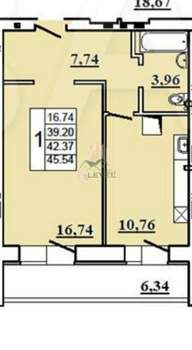 1-к квартира, вторичка, 39м2, 2/10 этаж