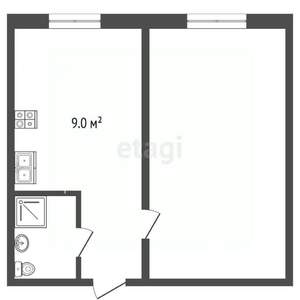 1-к квартира, вторичка, 42м2, 2/2 этаж